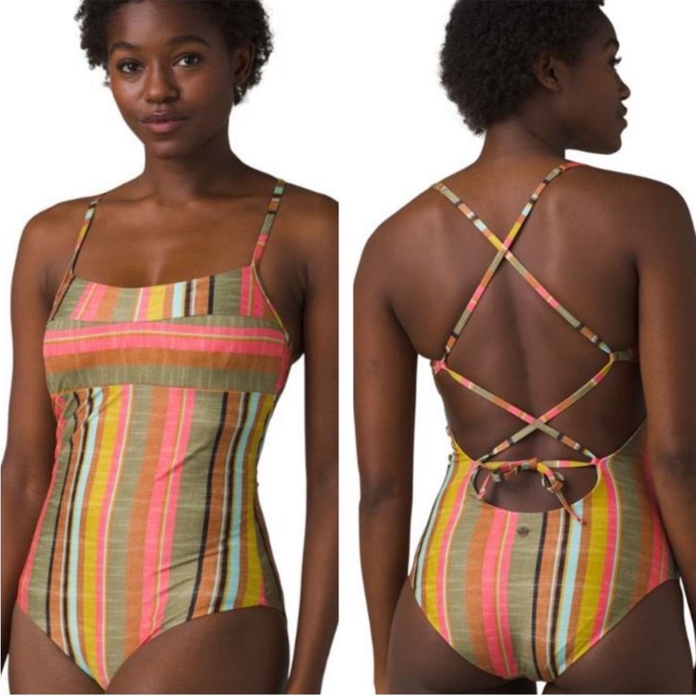 prAna Lurisia Size Small (S) Adjustable Tie-Back One Piece Swimsuit Swim Cacti